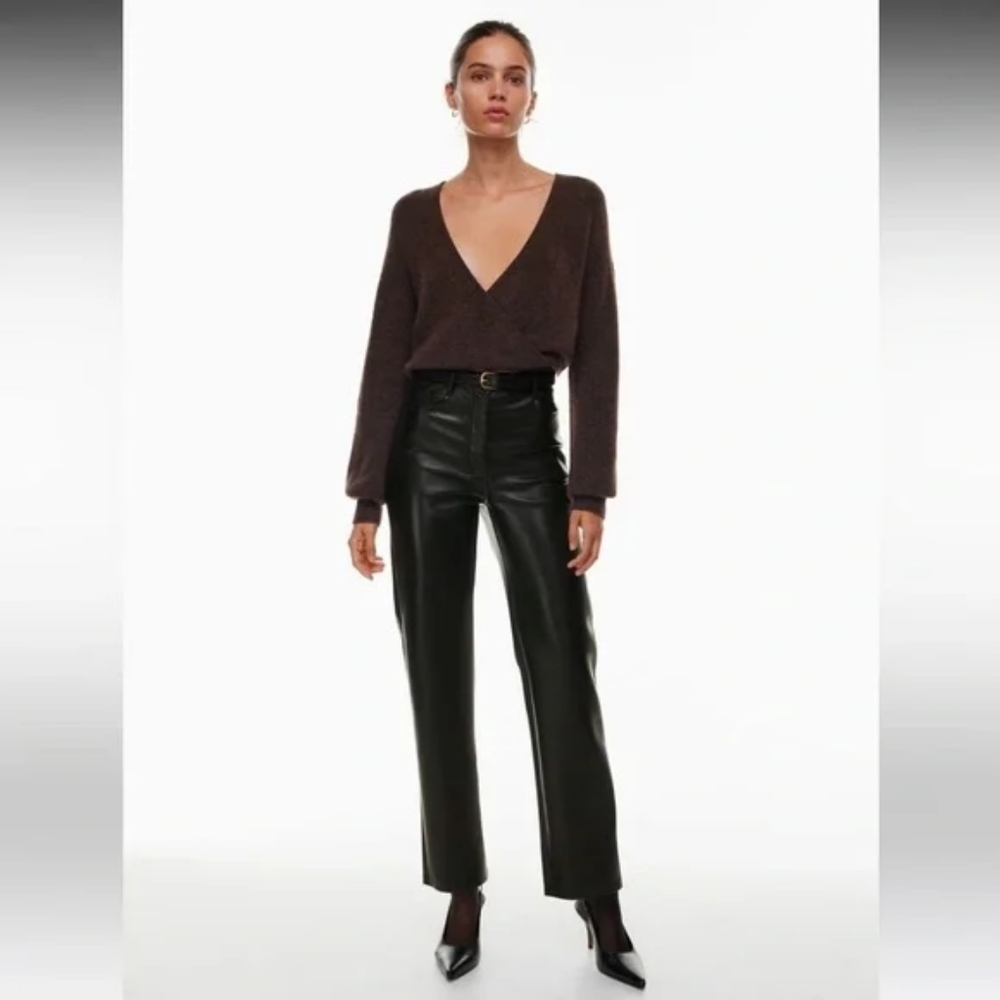 Aritzia Wilfred Melinda Black Vegan Leather Pant